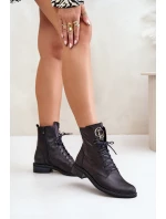 Kožené Botky Worker S Zlatým Na Černé model 21672963 - Zazoo