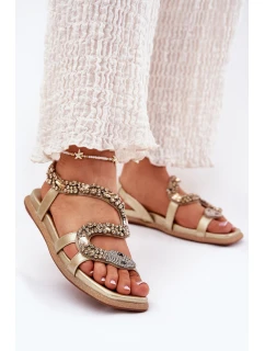 Dámské sandály se zdobením eko kůže  zlaté model 21693435 - Artiker