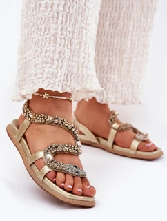 Dámské sandály se zdobením eko kůže  zlaté model 21693435 - Artiker