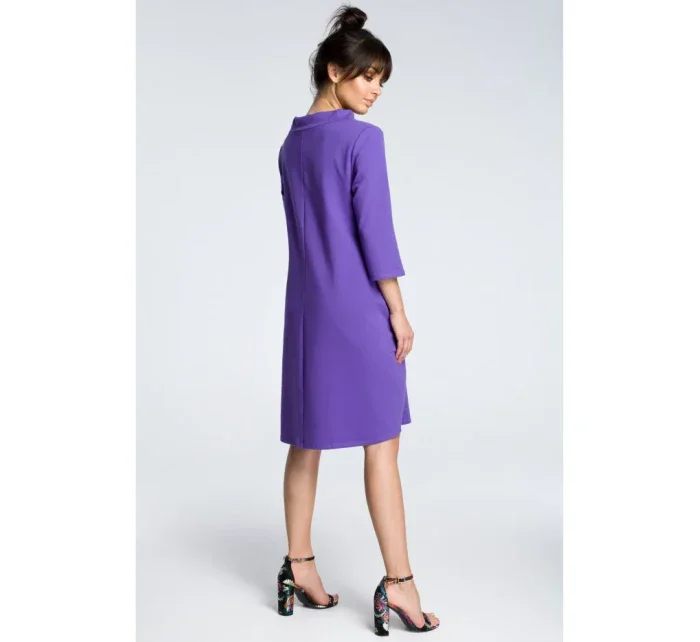 B070 Oversized šaty s páskem na zavazování - fialové