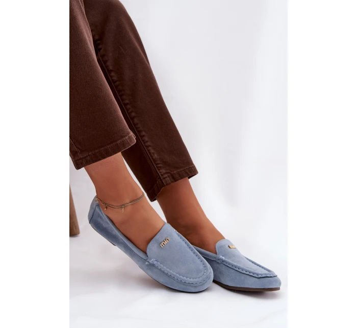 Dámské mokasíny s malým zlatým detailem – modré Sarivelle Dámské mokasíny s malým zlatým detailem – modré Sarivelle
