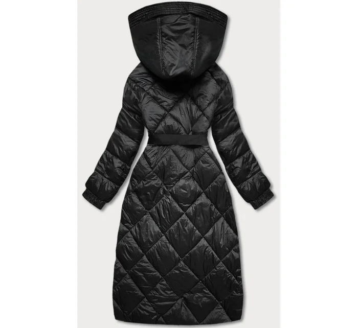 Černá dlouhá dámská péřová bunda (ag1-j9081)
