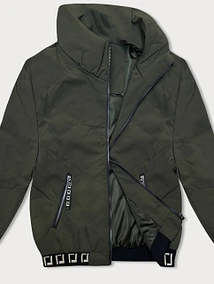 Krátká dámská bunda v army barvě se stojáčkem model 18848658 - J.STYLE