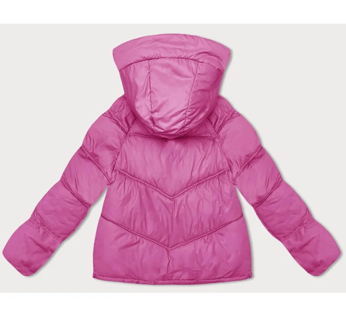 růžová volná dámská bunda s kapucí model 21246333 - Miss TiTi