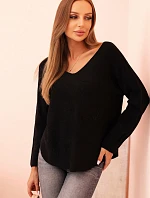 Svetr dámský s viskózou s výstřihem do V černý