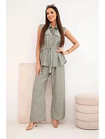 Dámský komplet se model 22104015 halenkou a širokými kalhotami khaki - K-Fashion Dámský komplet se model 22104015 halenkou a širokými kalhotami khaki - K-Fashion