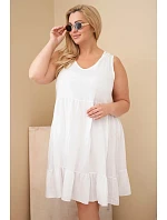 Dámské šaty Plus Size z viskózy s krajkou bez rukávů bílá Dámské šaty Plus Size z viskózy s krajkou bez rukávů bílá