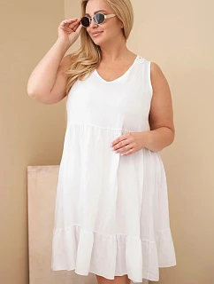 Dámské šaty Plus Size z viskózy s krajkou bez rukávů bílá