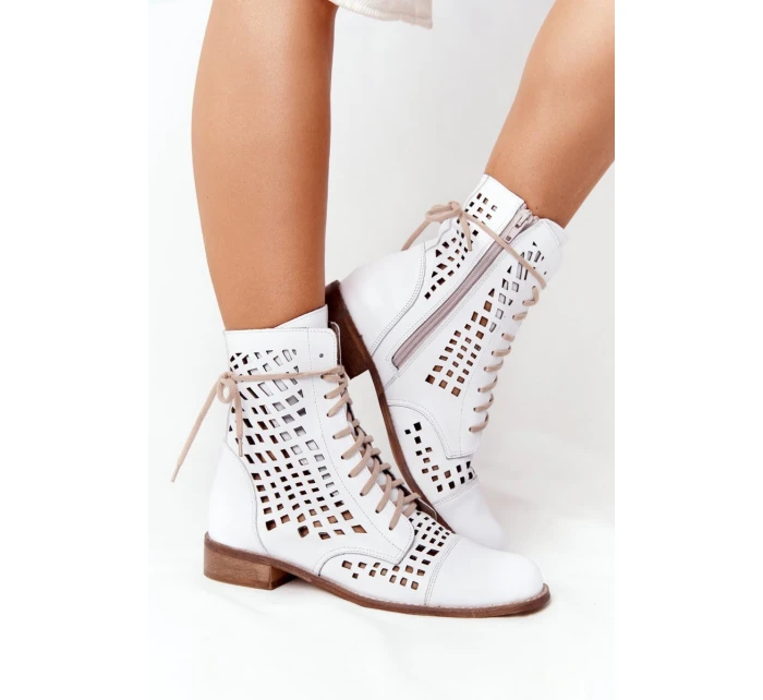 Prolamované Kožené Boty Nicole model 21549674 Bílé - Zazoo