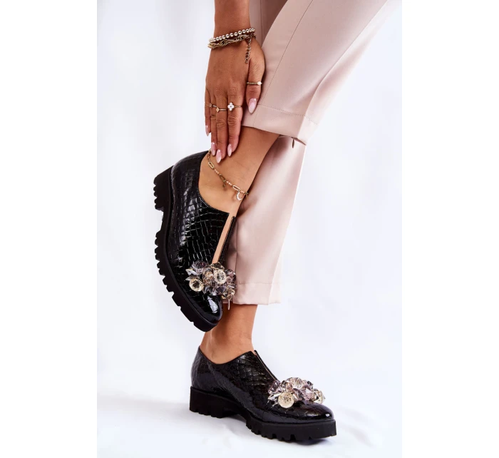 Elegantní lakované boty s  černá Cindy model 21601627 - Boto