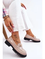 Lakované mokasíny na platformě Béžové model 21611378 - S.Barski