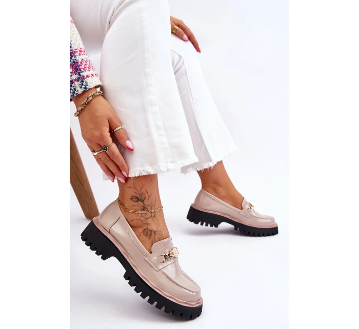 Lakované mokasíny na platformě Béžové model 21611378 - S.Barski