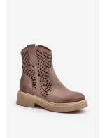 Sametové Dámské Botky Na Ploché Podrážce Cappuccino model 21652595 - Zazoo