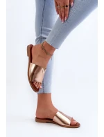 Dámské sandály z ekokože na ploché podrážce zlaté Maliha Dámské sandály z ekokože na ploché podrážce zlaté Maliha