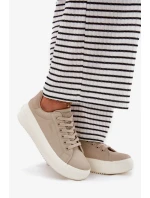 Dámské textilní tenisky na platformě Big Star – béžové Dámské textilní tenisky na platformě Big Star – béžové