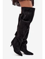 Dámské kozačky na jehlovém podpatku Ysolienne – černé Dámské kozačky na jehlovém podpatku Ysolienne – černé