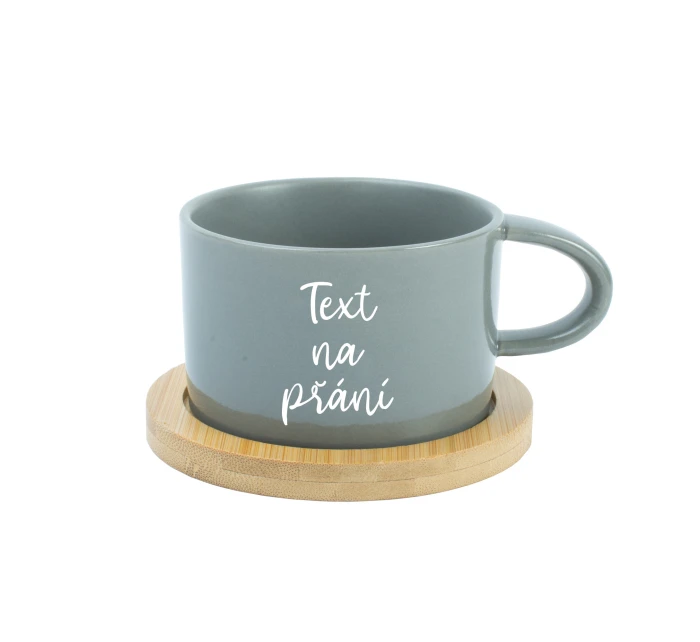 TEXT NA PŘÁNÍ - šedý keramický hrníček Makronka 200 ml