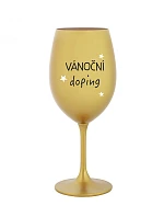 VÁNOČNÍ DOPING - zlatá sklenice na víno 350 ml
