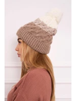 Fleecová čepice Ilona K218 beige+ecru Fleecová čepice Ilona K218 beige+ecru