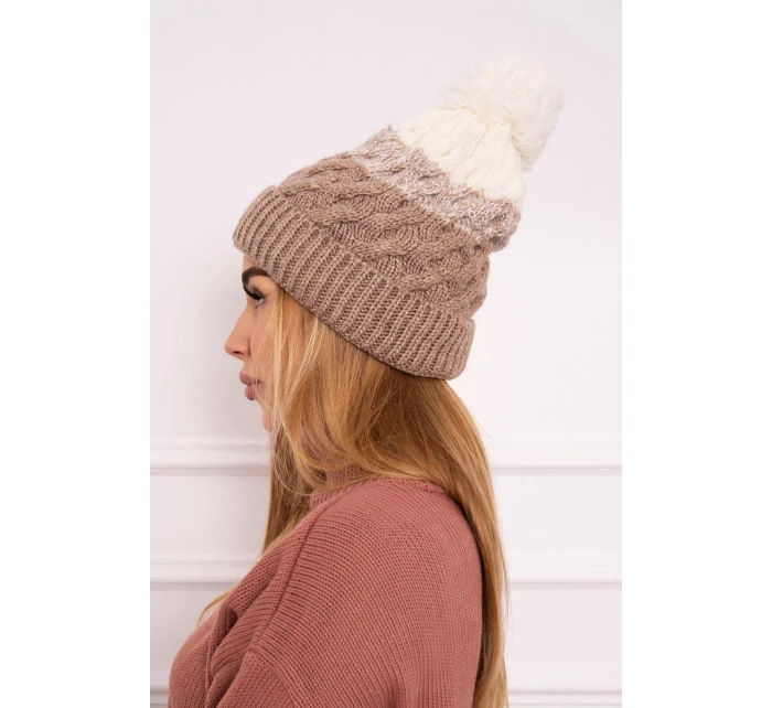 Fleecová čepice Ilona K218 beige+ecru Fleecová čepice Ilona K218 beige+ecru
