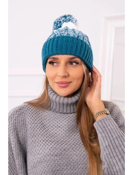 Dámská čepice s bambulí Abigail K326 marine+ecru Dámská čepice s bambulí Abigail K326 marine+ecru