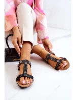 Dámské sandály s kamínky Černá model 21581104 - S.Barski Dámské sandály s kamínky Černá model 21581104 - S.Barski