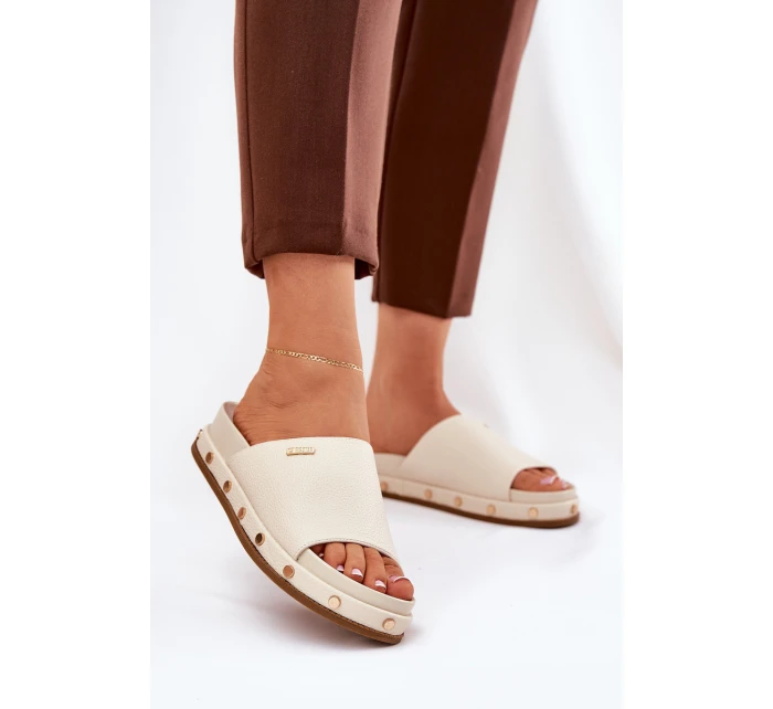 Dámské žabky na platformě Big Star model 21690727 Beige - Big Star Shoes Dámské žabky na platformě Big Star model 21690727 Beige - Big Star Shoes