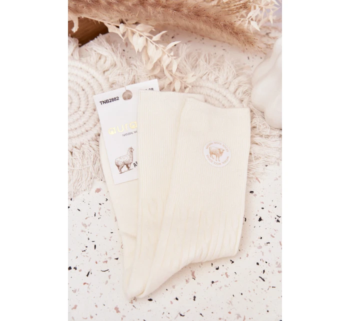 Dlouhé Vlněné Dámské Ponožky Ecru