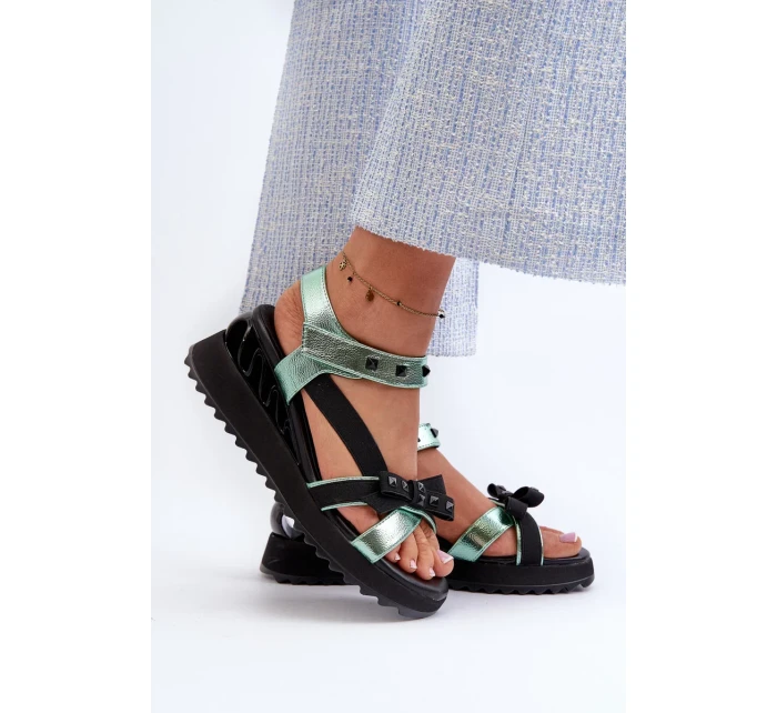 Dámské sandály s mašlí D&A zelená Dámské sandály s mašlí D&A zelená