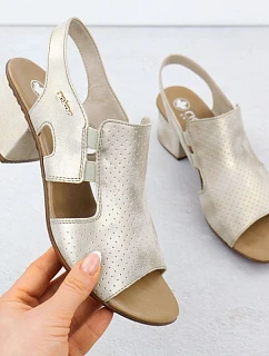 Dámské zlaté nazouvací sandály na podpatku model 22051851 - Rieker