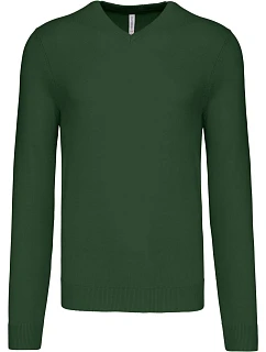 K Pánský svetr s výstřihem do V 20.K forest green model 22431482 - Kariban