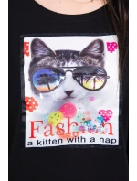 Halenka s 3D grafikou kočky černá Halenka s 3D grafikou kočky černá