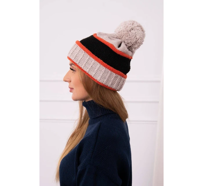 Dámská čepice Kinga K297 černá+červená+béžová Dámská čepice Kinga K297 černá+červená+béžová
