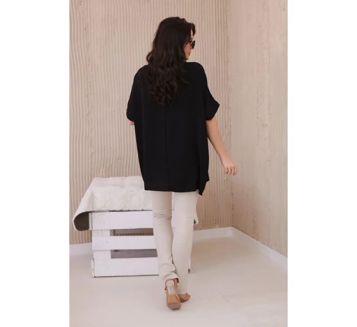 Oversized halenka s přívěskem černý Oversized halenka s přívěskem černý