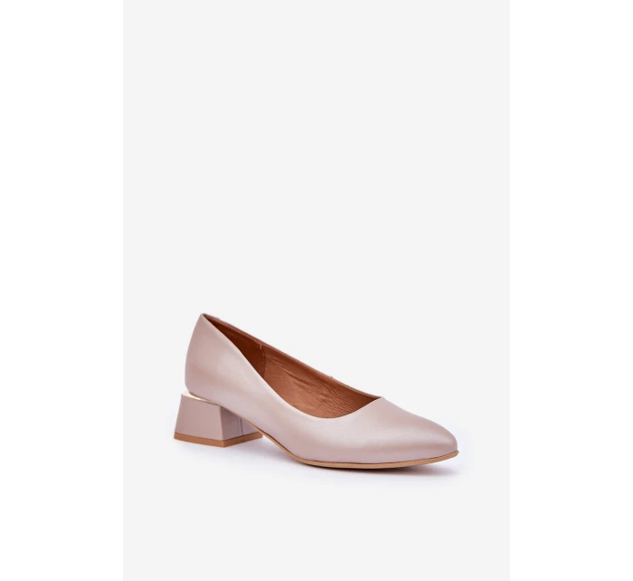 Kožené lodičky Lewski 3118 Tmavě béžové