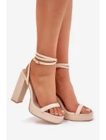 Dámské Sandály Na Podpatku S Páskem Béžové Fevenne Dámské Sandály Na Podpatku S Páskem Béžové Fevenne