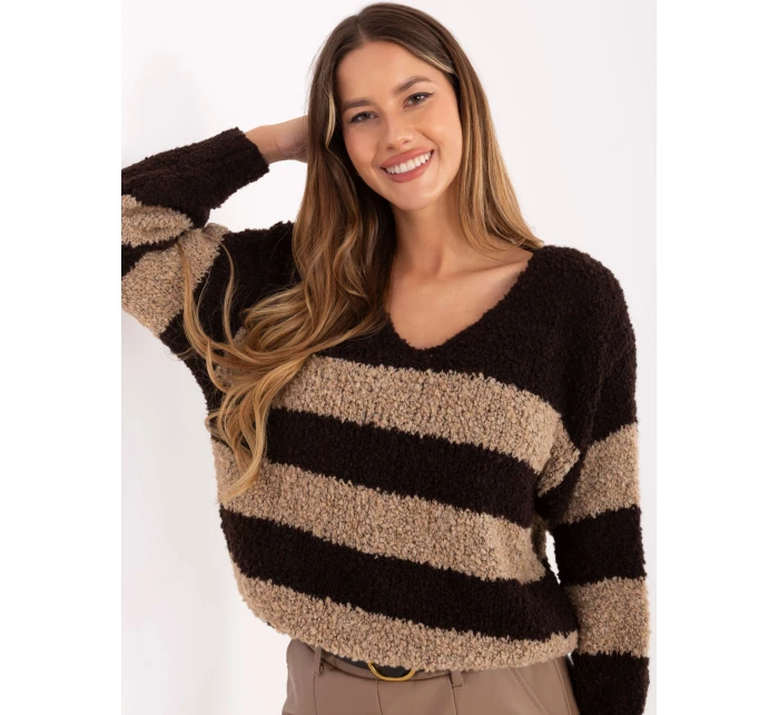 Sweter MI SW model 21441139 ciemny brązowy - FPrice Sweter MI SW model 21441139 ciemny brązowy - FPrice