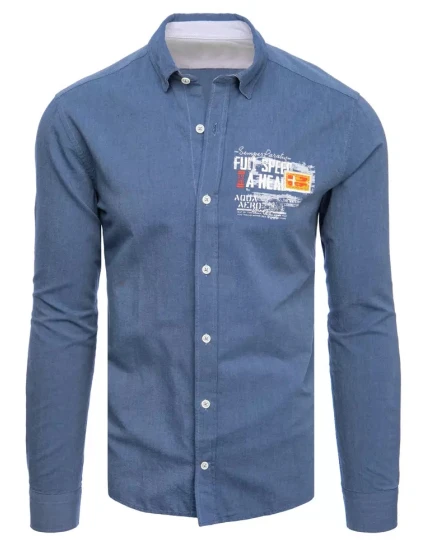Pánská indigová košile FashionStreet DX2282 Pánská indigová košile FashionStreet DX2282