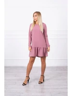 Šaty s volánem tmavě růžové