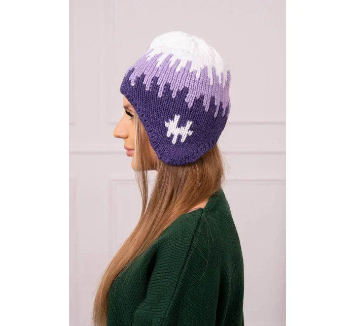 Dámská čepice Nikol K405 bílá+fialová+tmavě fialová