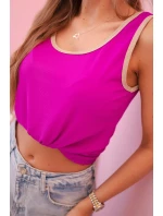 Dámská halenka na ramínka s ozdobným lemem tmavě fialová