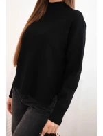 Dámský svetr s model 21412192 z viskózy volného střihu černý - K-Fashion