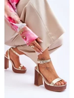 Kožené Sandály Na Robustní Platformě zlato Marina Kožené Sandály Na Robustní Platformě zlato Marina