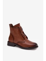 Dámské boty s izolací na nízkém podpatku s ozdobami hnědé model 21712145 - EVENTO Dámské boty s izolací na nízkém podpatku s ozdobami hnědé model 21712145 - EVENTO