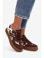 Dámské tenisky na platformě s potisky hnědé model 21757712 - Boto Dámské tenisky na platformě s potisky hnědé model 21757712 - Boto