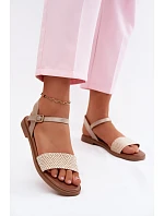 Dámské sandály na nízkém podpatku Zlaté model 22133318 - Boto