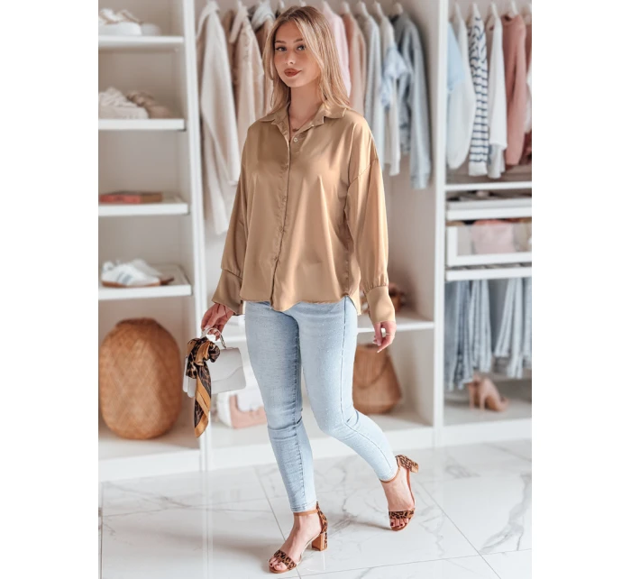 Dámská košile oversize SATINIA béžová FashionStreet DY0451