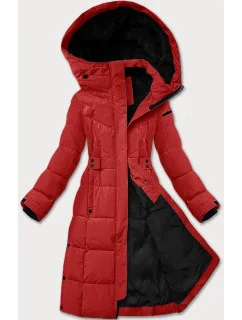 Dámská zimní bunda ve vínové bordó barvě s páskem model 21248042 - LHD