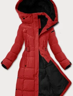 Dámská zimní bunda ve vínové bordó barvě s páskem model 21248042 - LHD