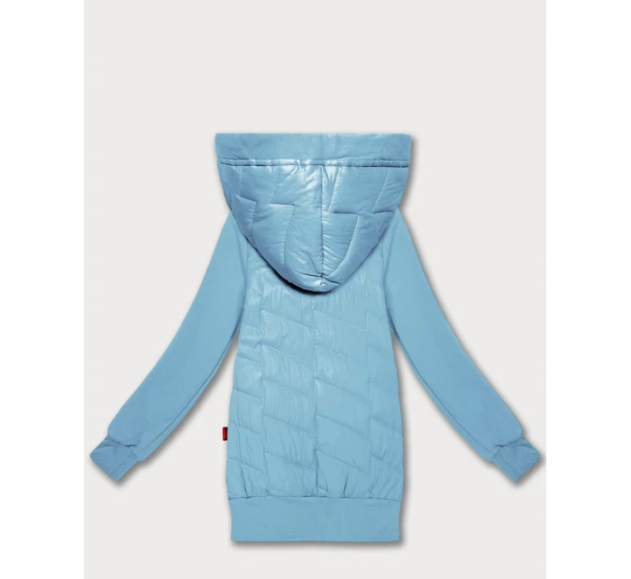 Světle modrá dámská mikina z různých materiálů s kapucí Goodlookin (AMG-175)